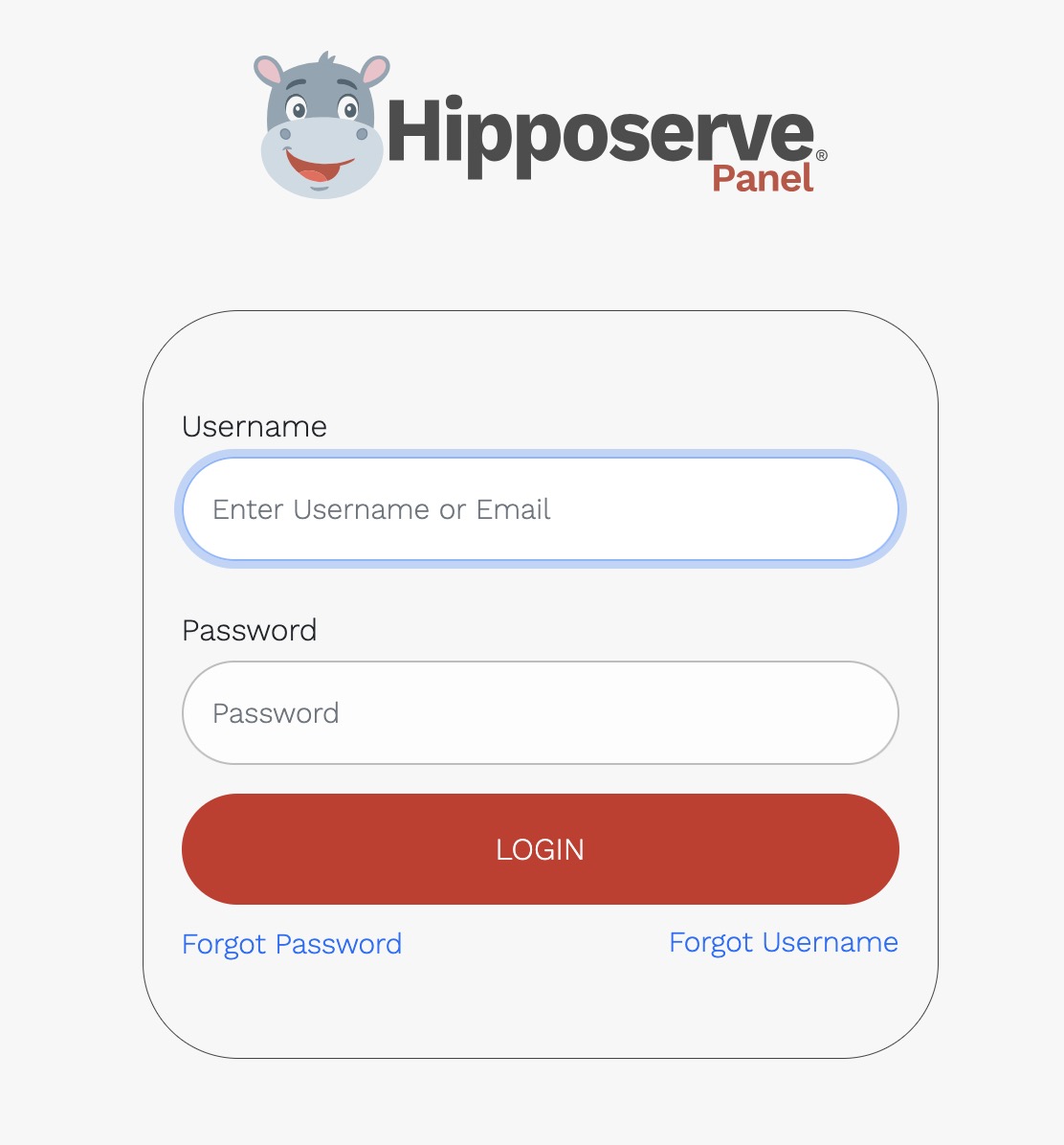 Ekrani i hyrjes në Hippo Panel